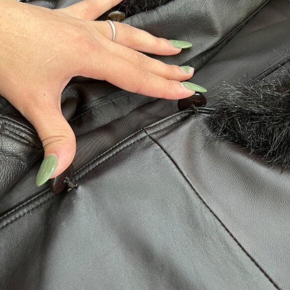 VIntage Mid Length Leather‎ Penny Lane Jacket Brown M Removable Faux Fur Collar - Picture 16 of 16